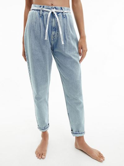 Calvin Klein Ruhák HU974539 | Calvin Klein Lace Tie Mom Női Farmernadrág Világos Kék